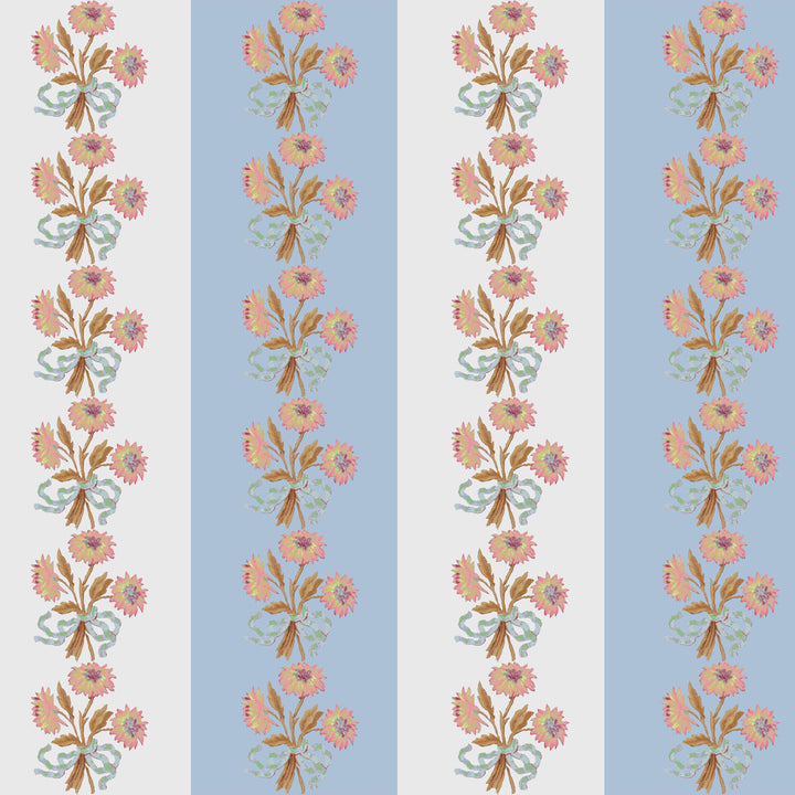 Chateau Stripe Wedgwood and Chalk Wallpaper