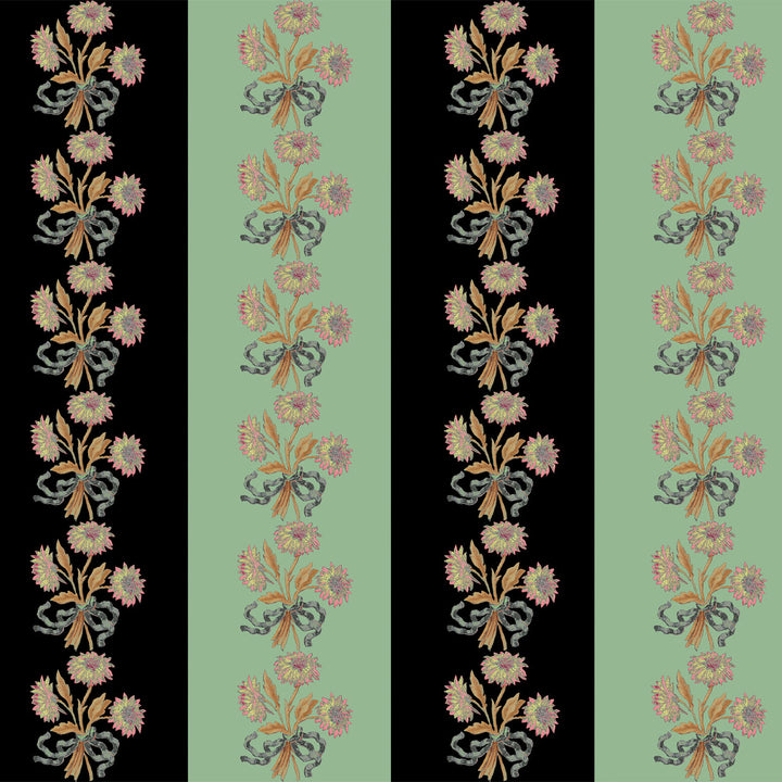 Chateau Stripe Ink and Mint Cushion