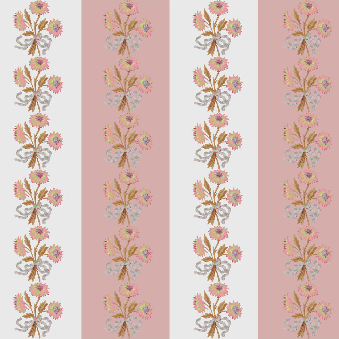 Chateau Stripe Peony and Chalk Cushion