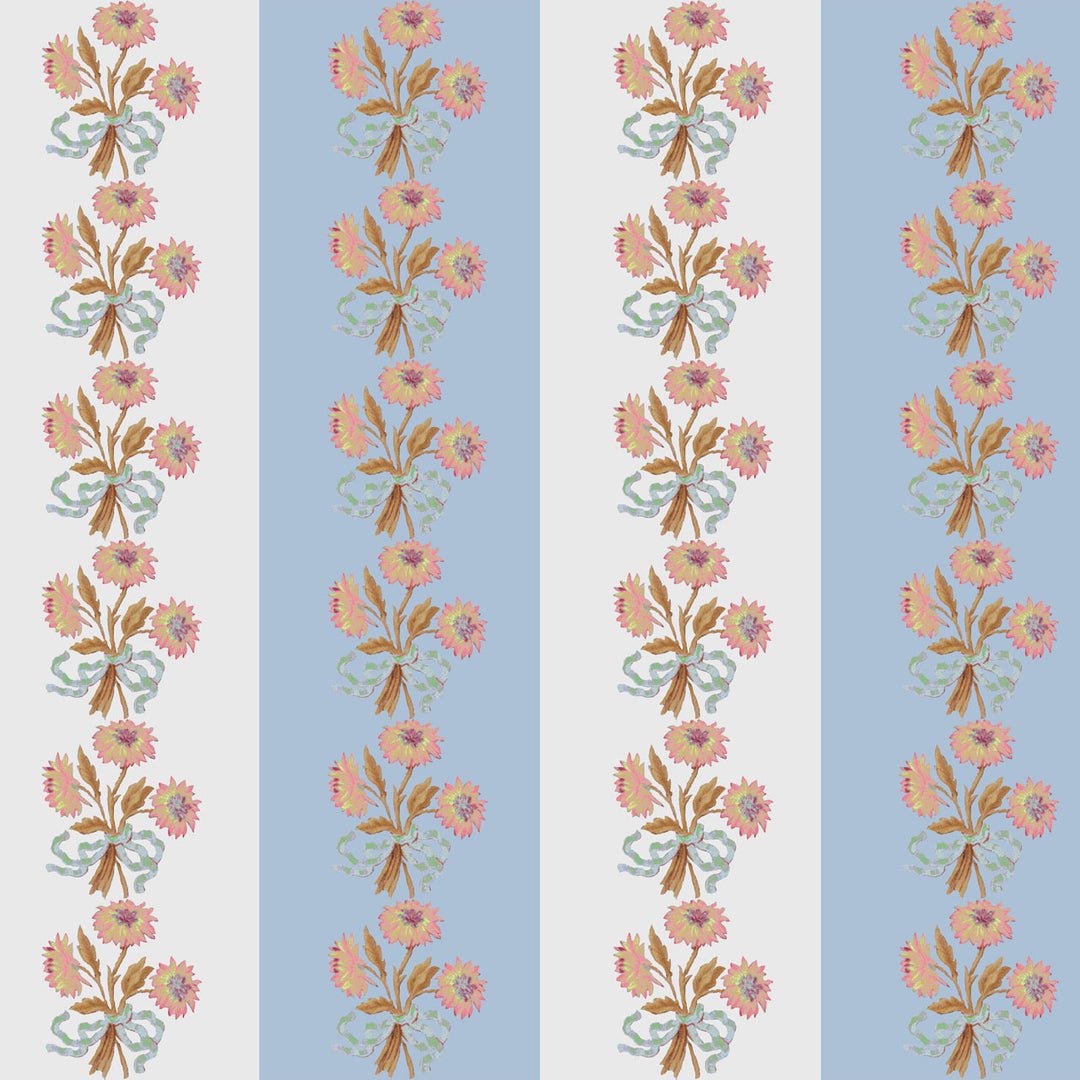 Chateau Stripe Wedgwood and Chalk Cushion