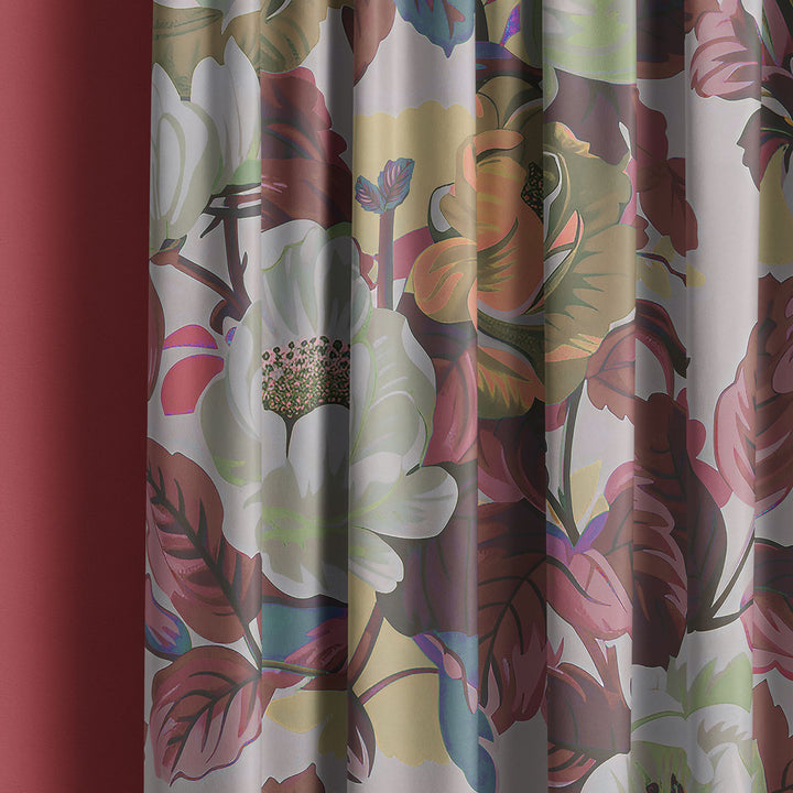 Rococo Roses Claret Velvet Fabric