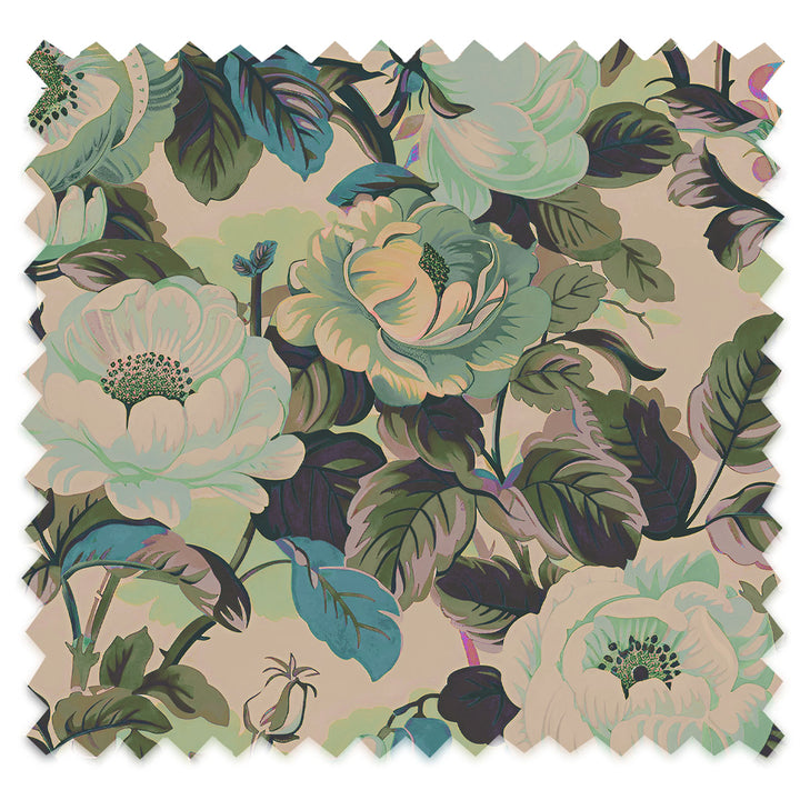 Rococo Roses Sage Velvet Fabric