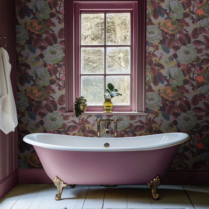 Rococo Roses Claret Wallpaper