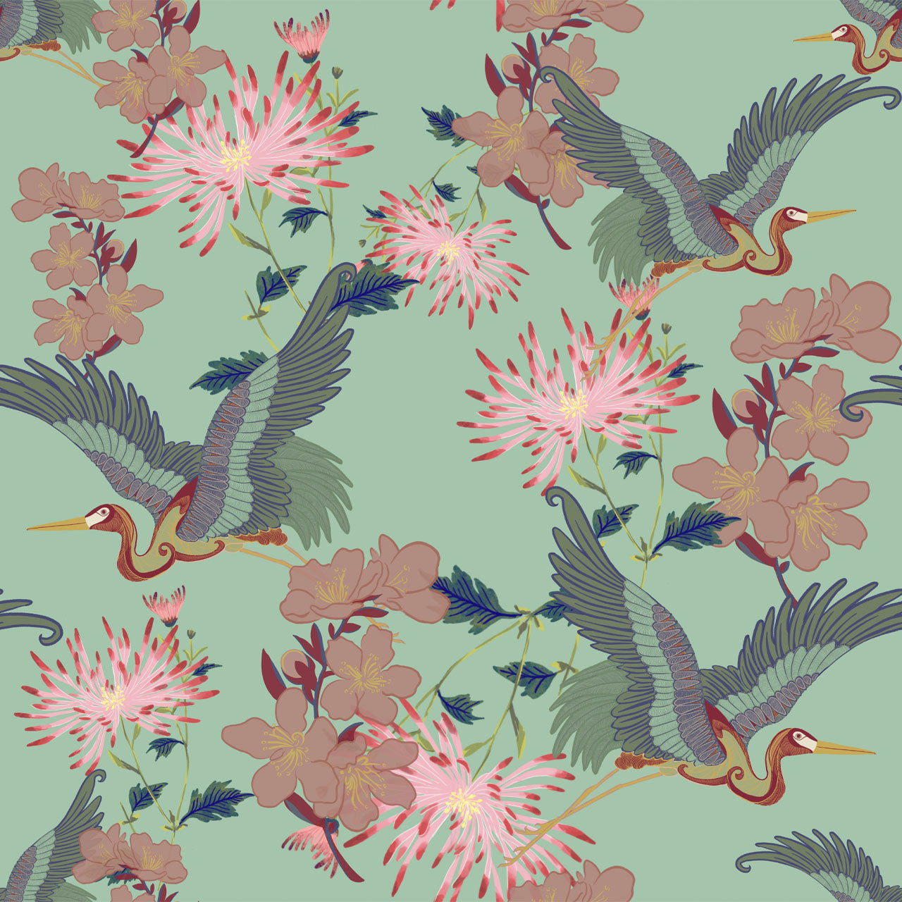 Blossom Mint Wallpaper Sample