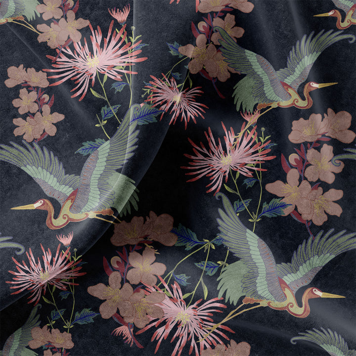 Blossom Noir Velvet Fabric
