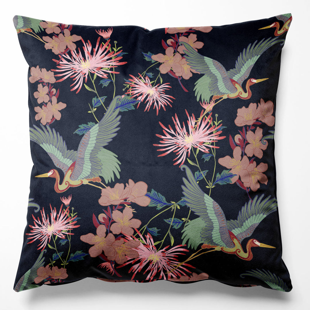 Blossom Noir Velvet Cushion