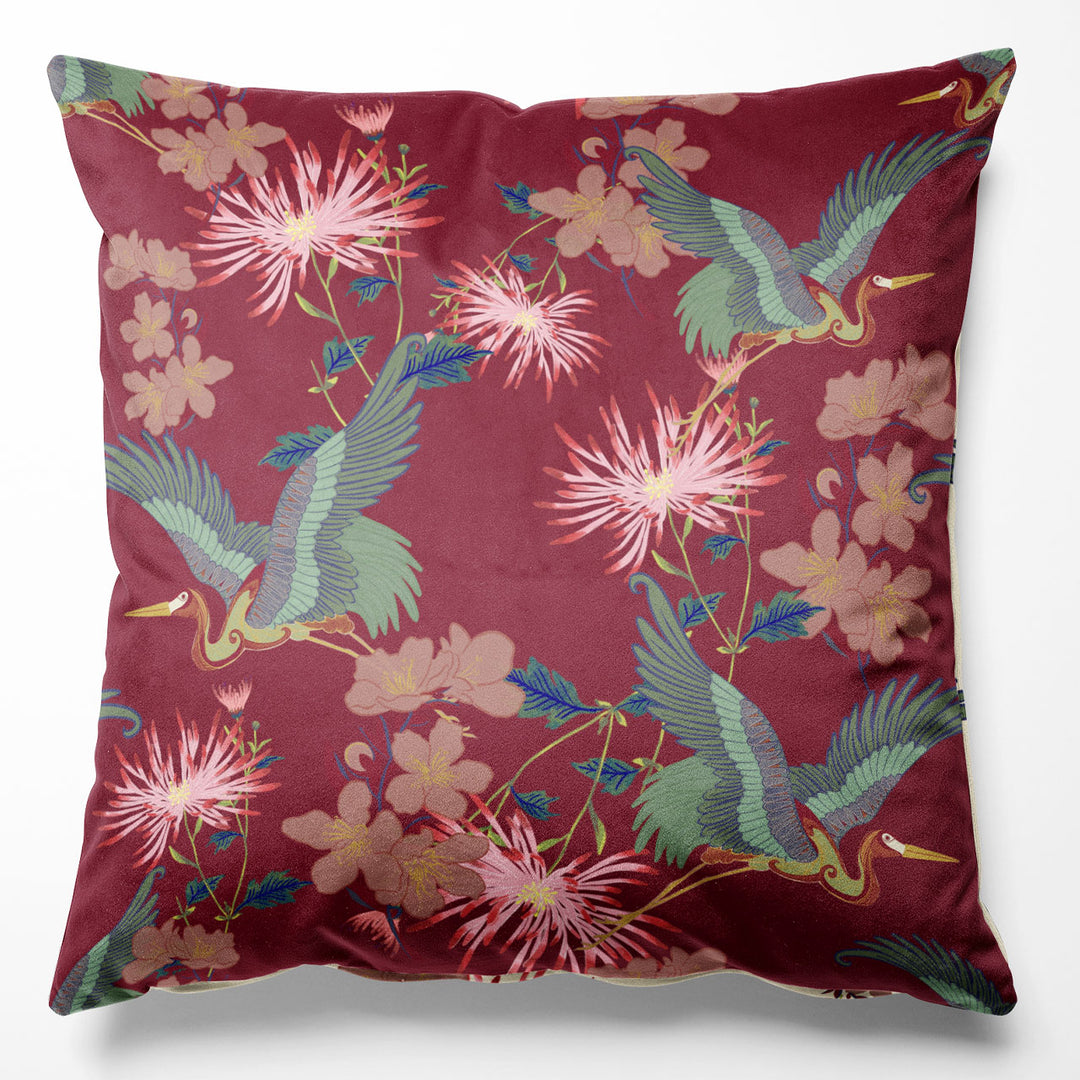 Blossom Rouge Velvet Cushion