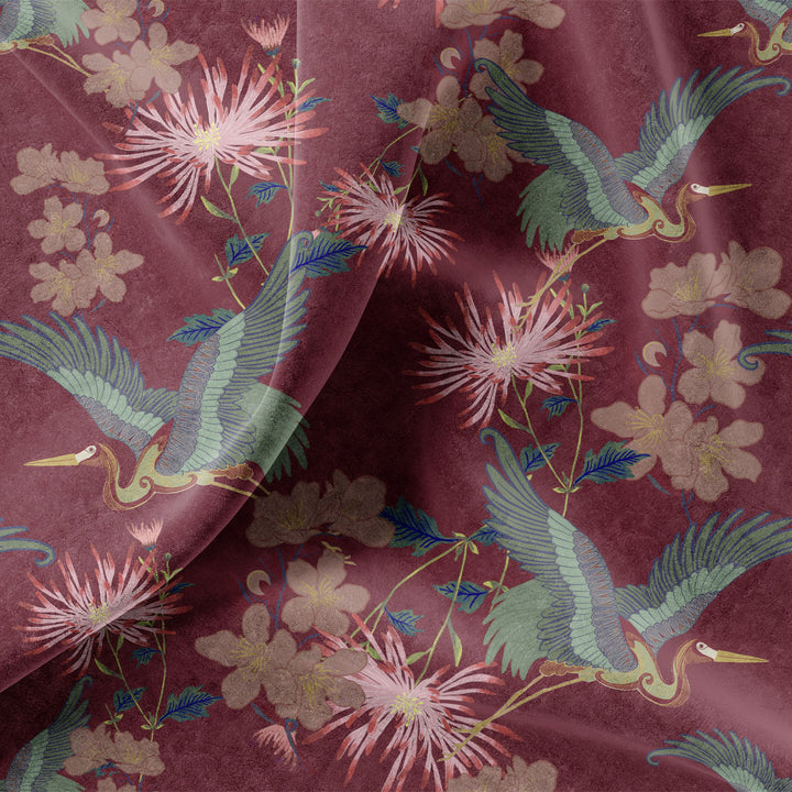 Blossom Rouge Velvet Fabric