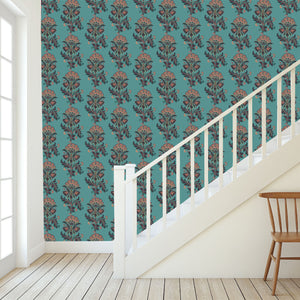 Fleur Maya Blue Wallpaper