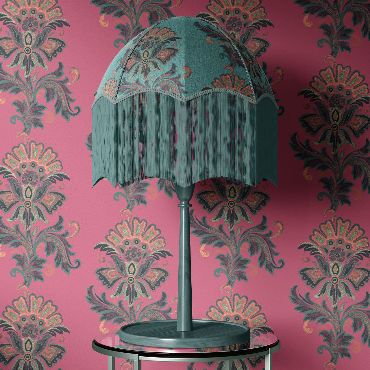 Fleur Maya Blue Fringed Parachute Lampshade