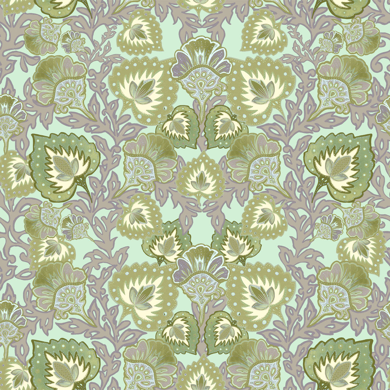 Garden of India Pistachio Velvet Fabric Sample