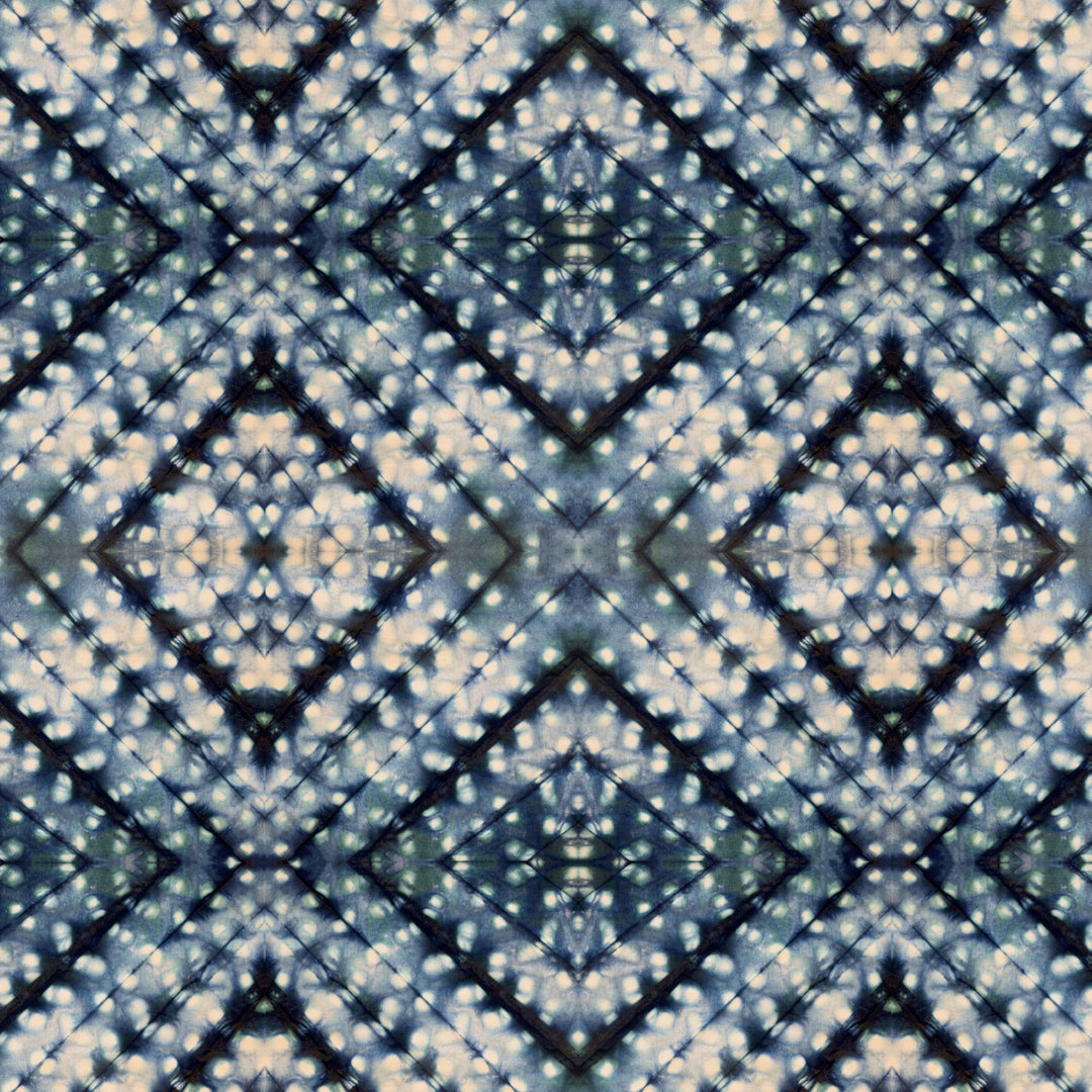 Indigo Itajime Cross Velvet Fabric
