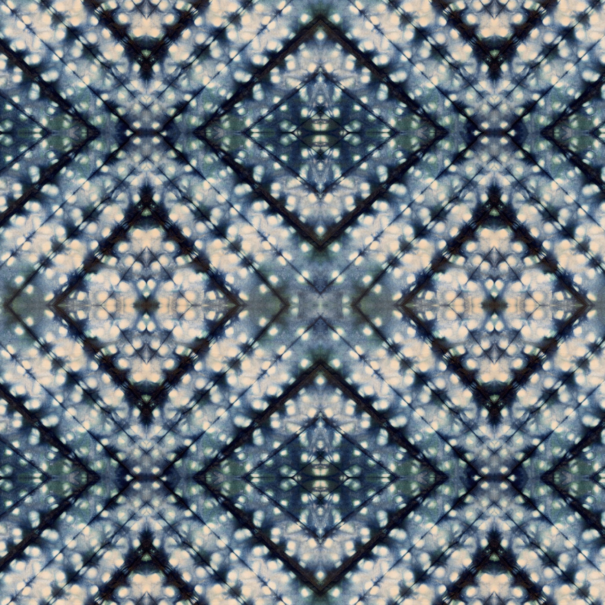 Indigo Itajime Cross Velvet Fabric