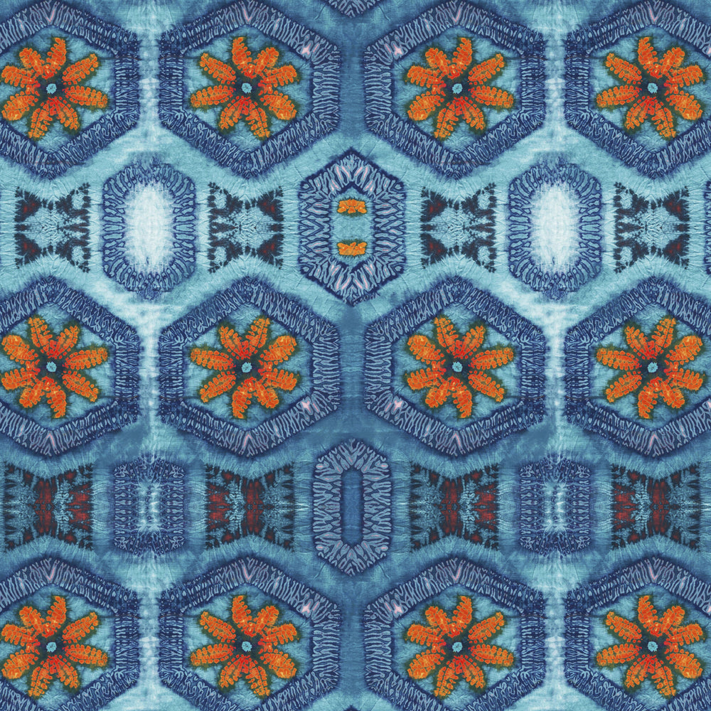 Blue and Tangerine Nui Burst Cushion & Pad Blue and Tangerine Nui Burst Cushion & Pad
