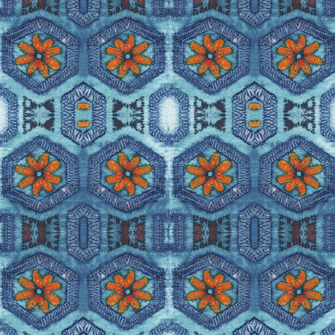 Blue and Tangerine Nui Burst Wallpaper