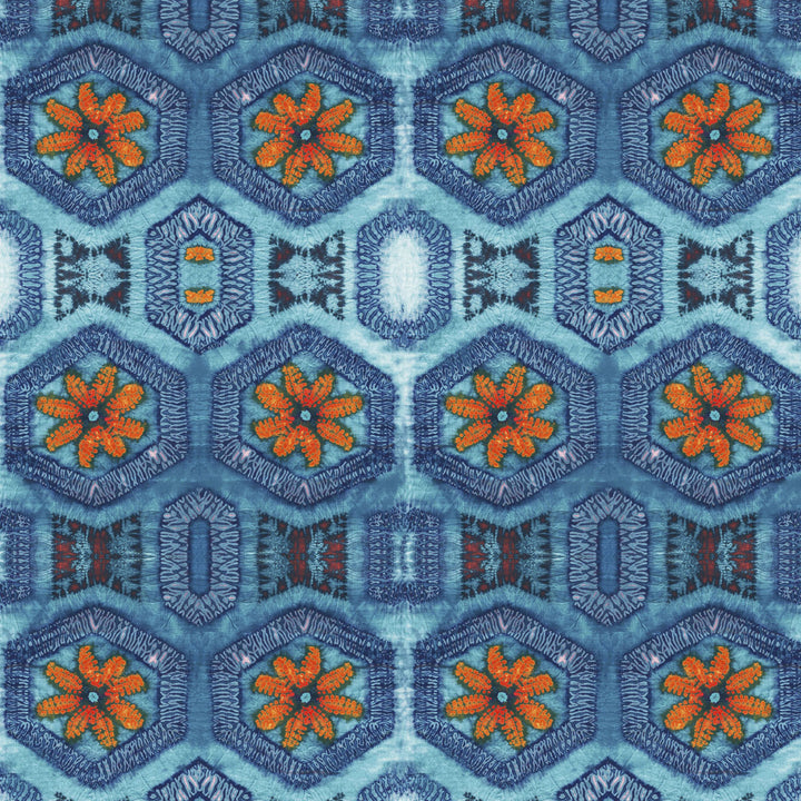 Blue and Tangerine Nui Burst Wallpaper Sample