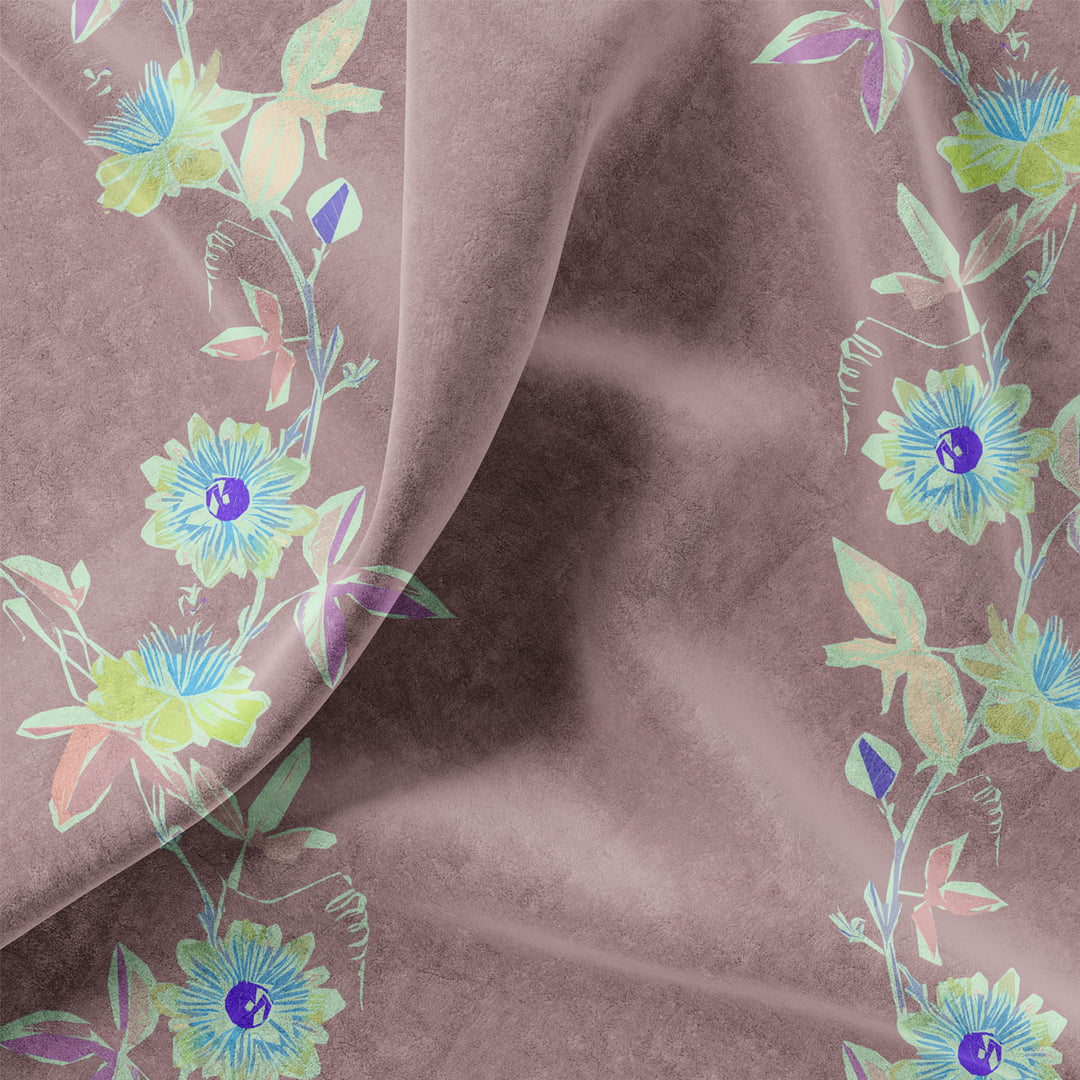 Passion Flower Geranium Velvet Fabric