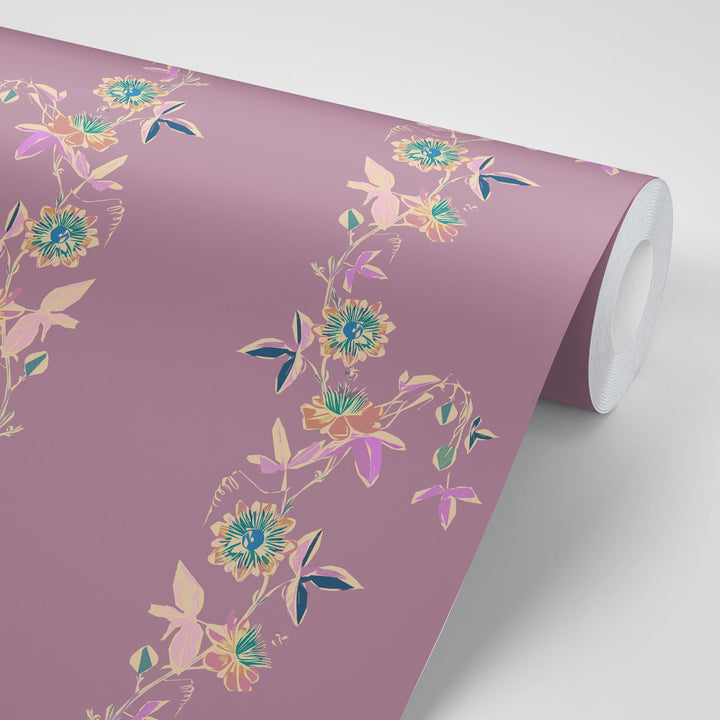 Passion Flower Lilac Wallpaper