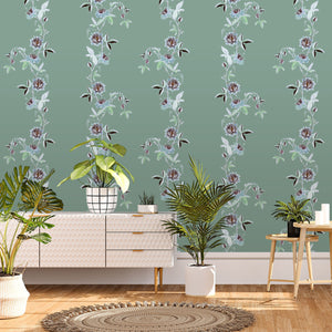 Passion Flower Pistachio Wallpaper Sample