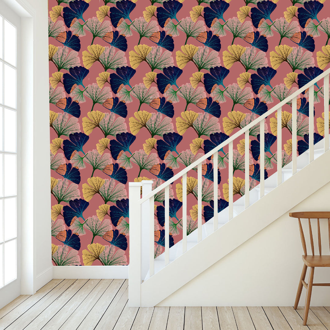 Ginkgo Rosy Wallpaper Sample