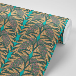 Plume Aqua Wallpaper Sample