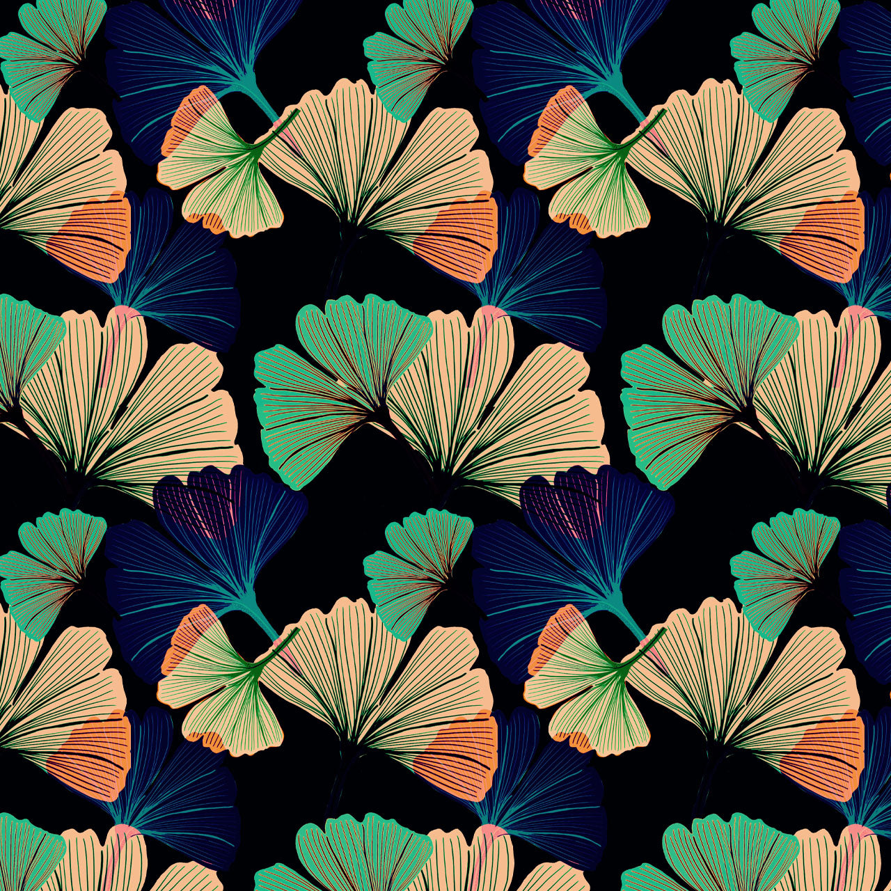 Ginkgo Black Velvet Fabric