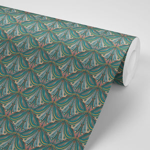 Mumbai Deco Teal Wallpaper