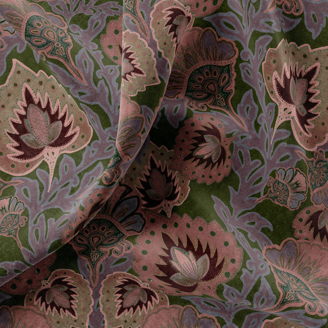 Garden of India Grass Velvet Fabric