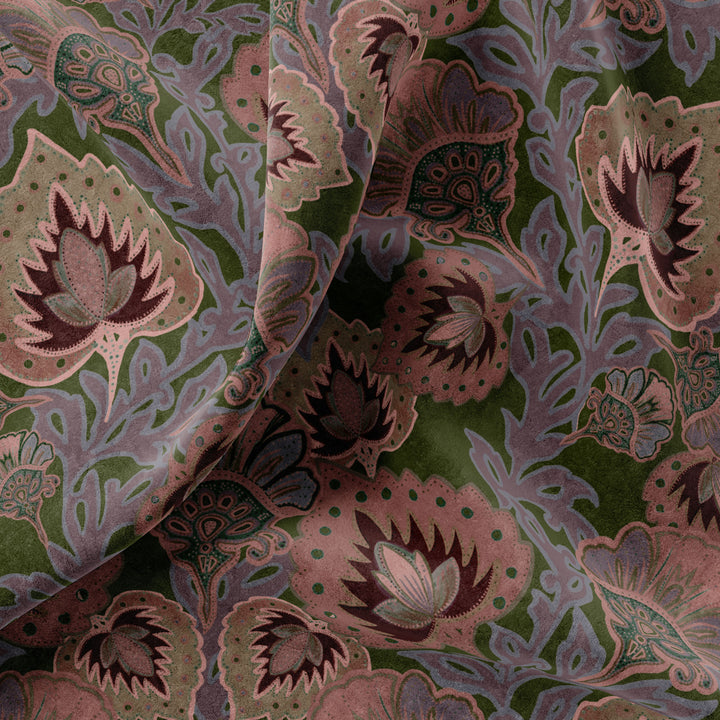 Garden of India Grass Velvet Fabric Sample