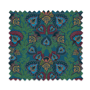 Garden of India Peacock Velvet Fabric Sample