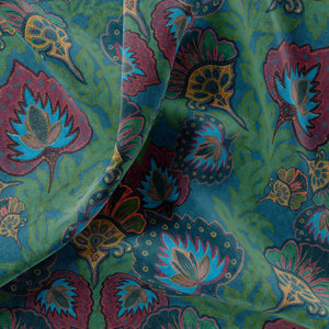 Garden of India Peacock Velvet Fabric Sample