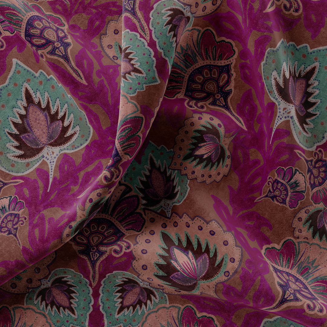 Garden of India Ruby Velvet Fabric