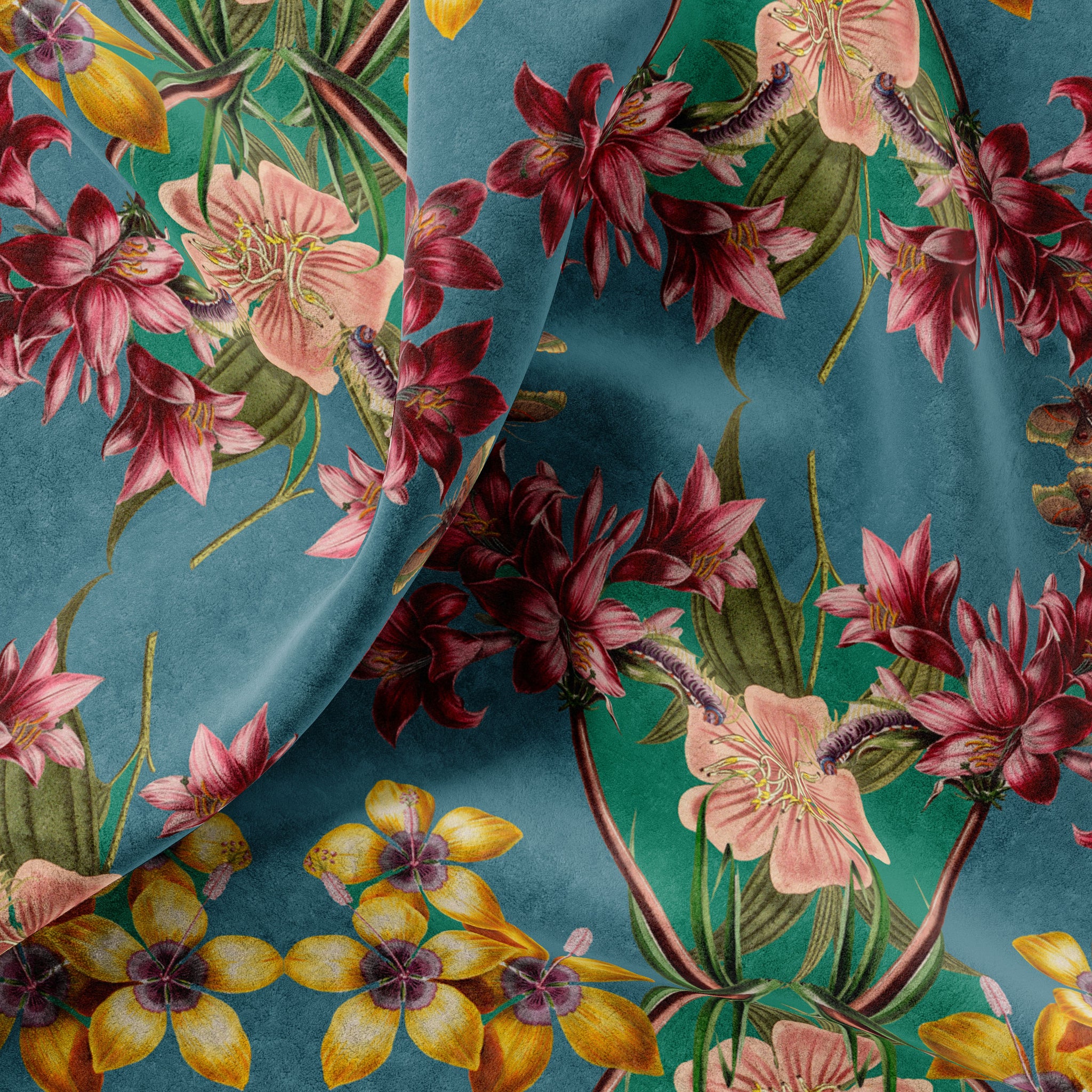 Hampi Sapphire Velvet Fabric