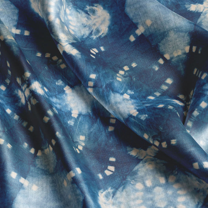 Indigo Itajime Row Velvet Fabric