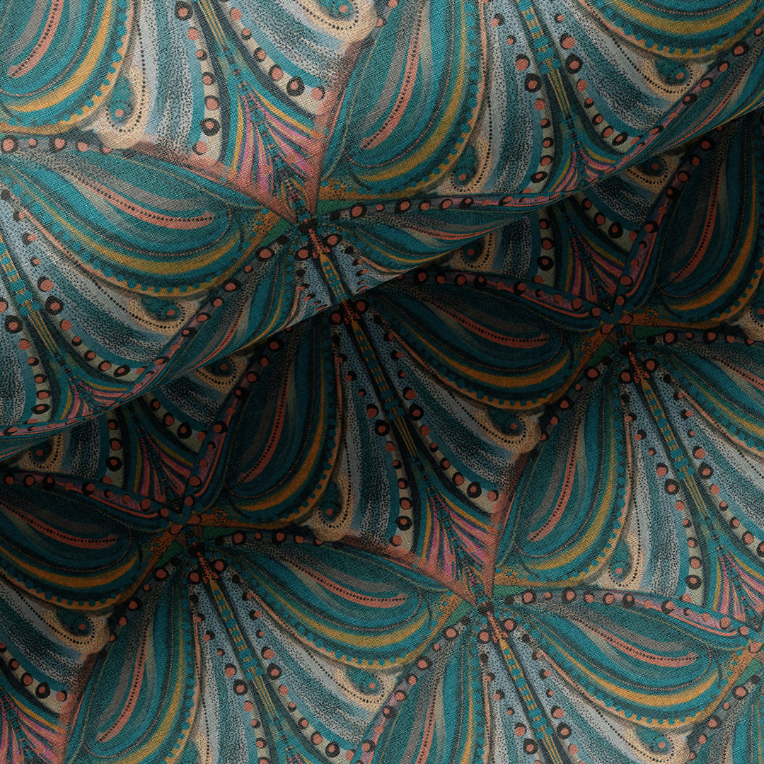 Mumbai Deco Teal Linen Fabric Sample