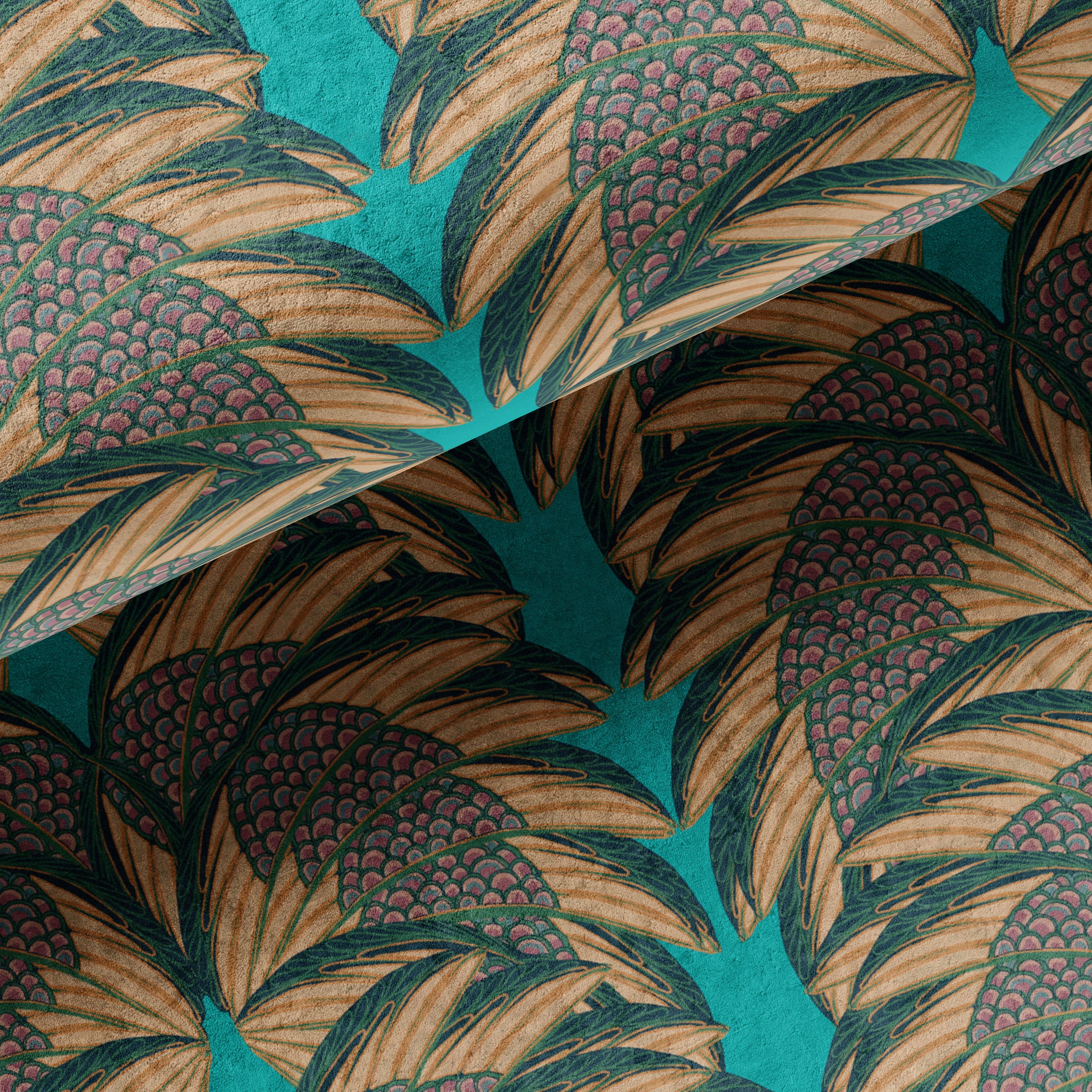 Plume Aqua Velvet Fabric