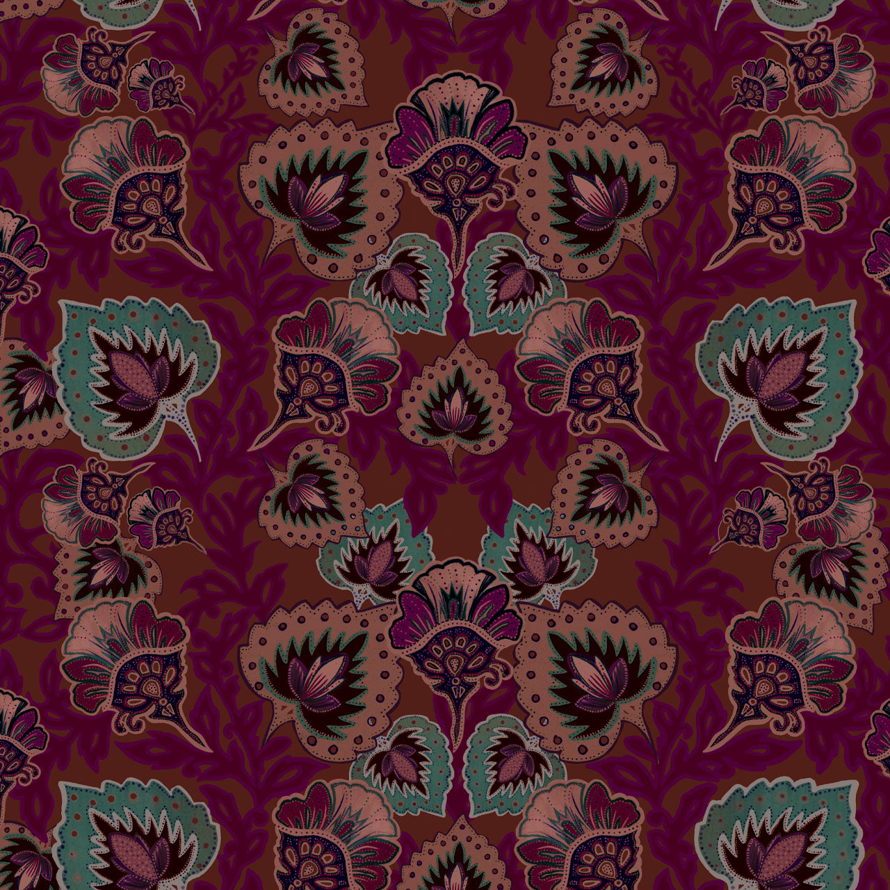 Garden of India Ruby Wallpaper Sample